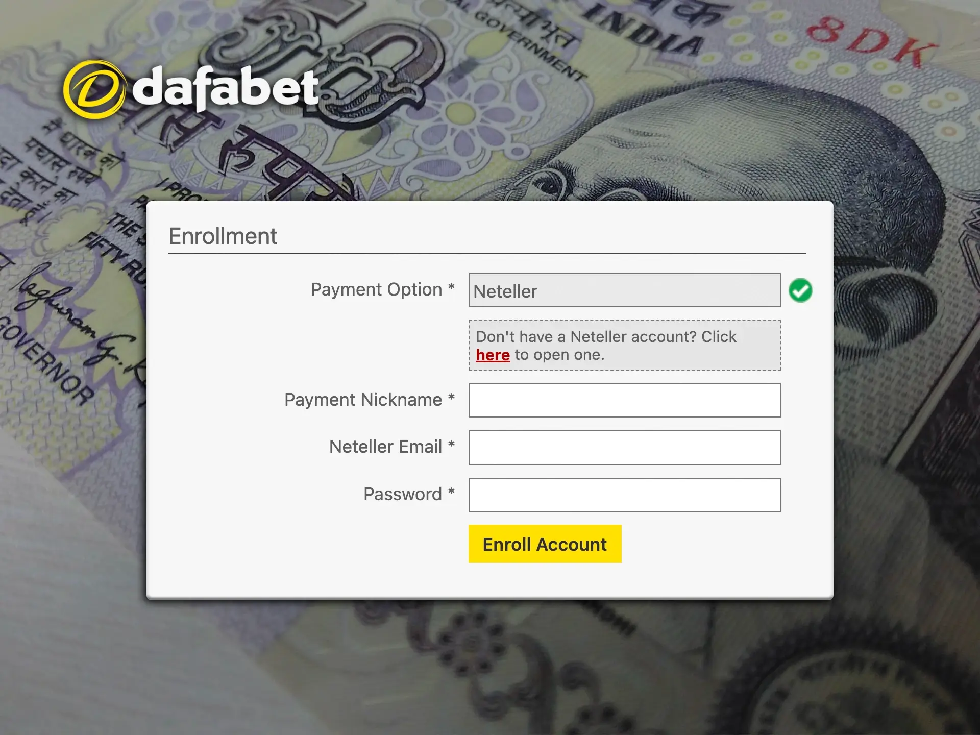 Dafabet offers its users quick and easy withdrawals by using Neteller.
