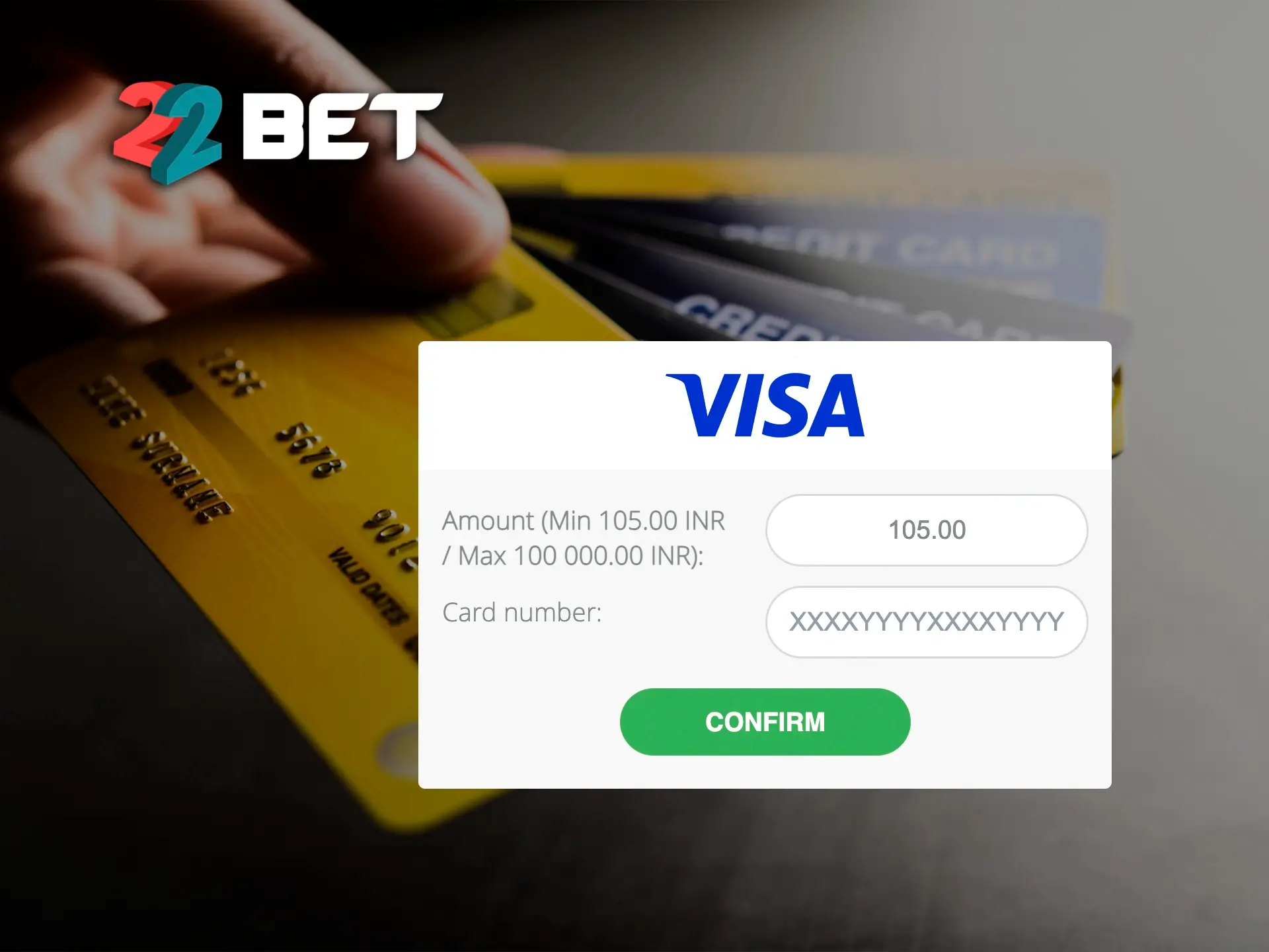 Visa is the easiest and most convenient withdrawal from 22Bet Casino.