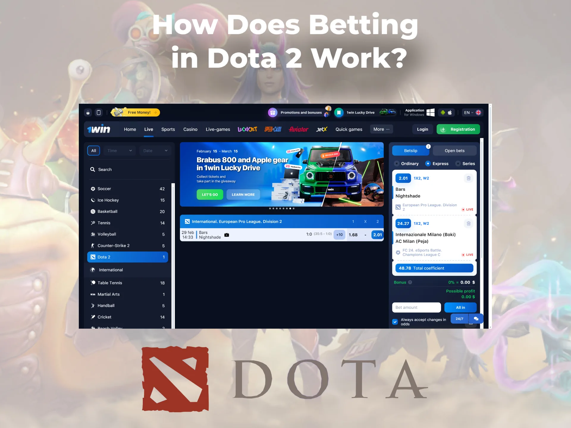 Information for professional prediction of match outcomes in Dota 2.