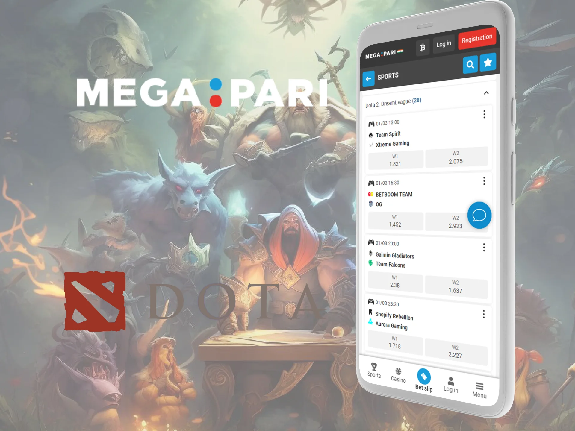 The Megapari app allows you to quickly place bets on sports and cyber sports disciplines.