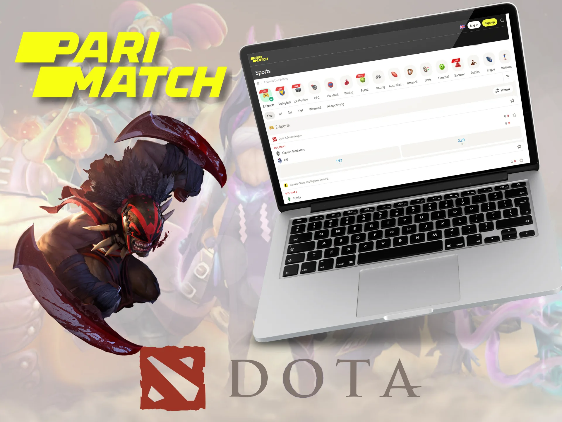 Parimatch offers an extensive betting section on virtual sports and Dota 2.
