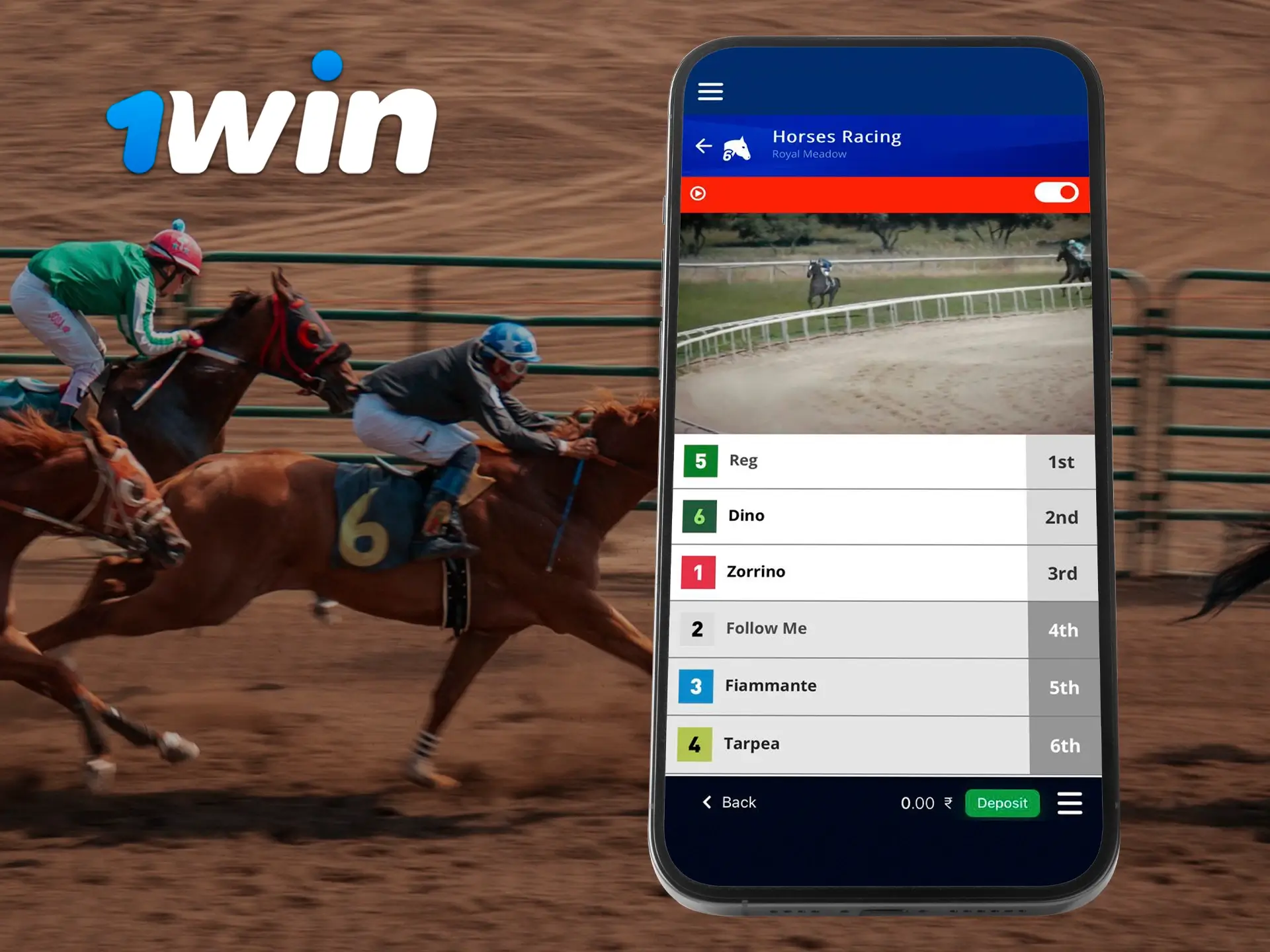 With the 1Win app, you can enjoy superb graphics when watching your favourite horse races.