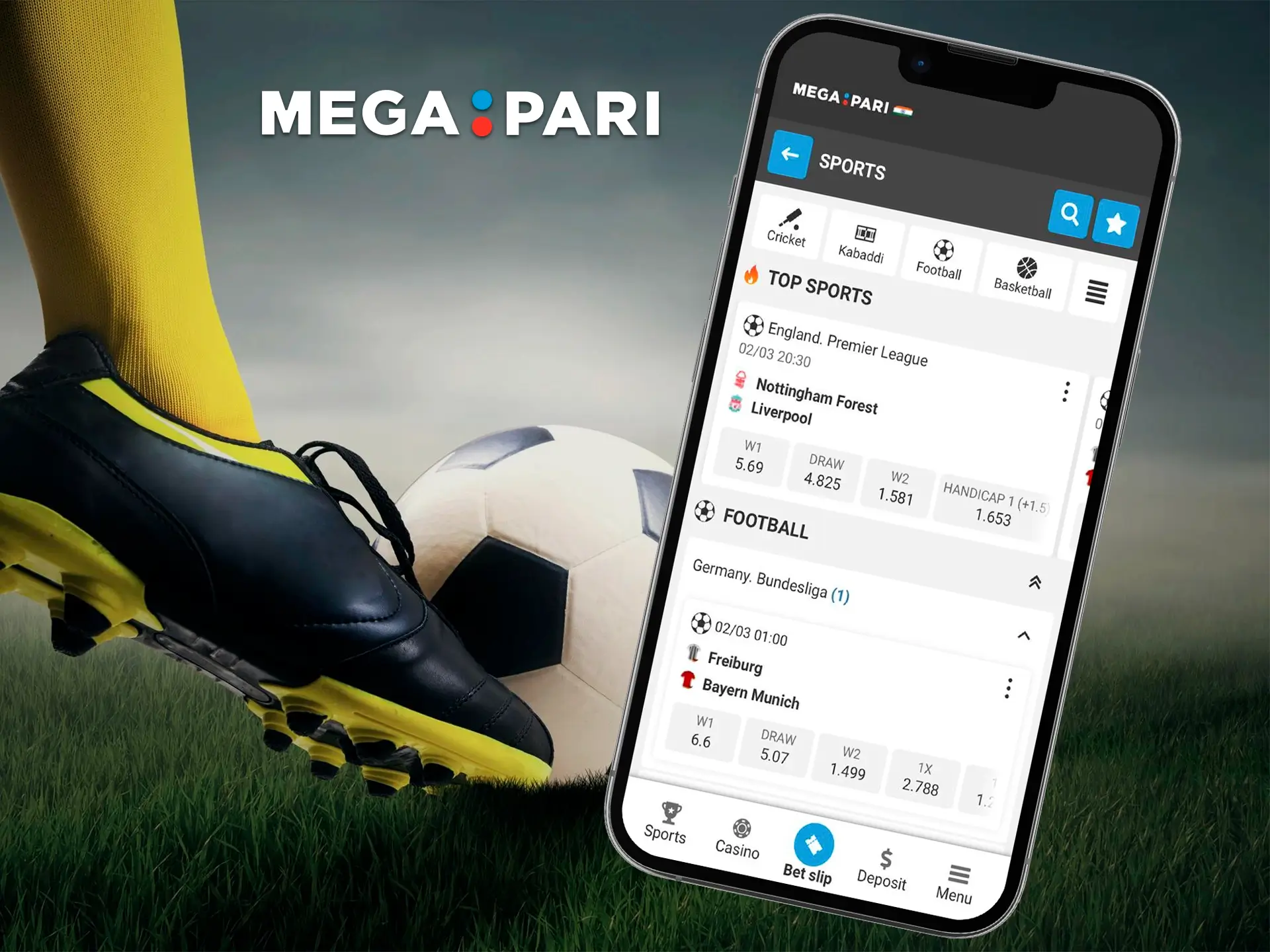 The Megapari app is a unique opportunity to make a profitable bet on football from any mobile device.